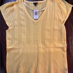 NWT - Torrid Yellow Knit V-Neck Cap Sleeve Lightweight Sweater